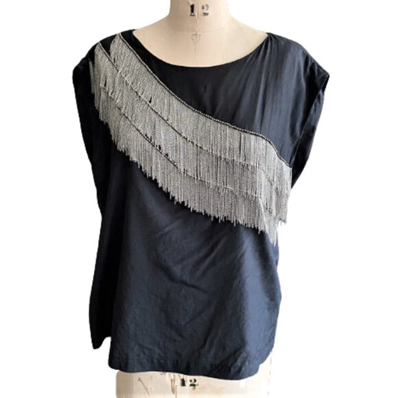 Loomstate Tops - 2/$40 Loomstate chain fringe design organic cotton & silk boxy tunic top M
